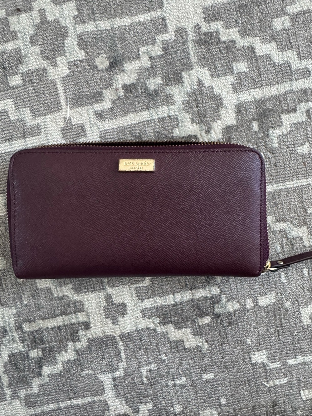 Kate Spade New York Plum Saffiano Leather Zip Around Wallet